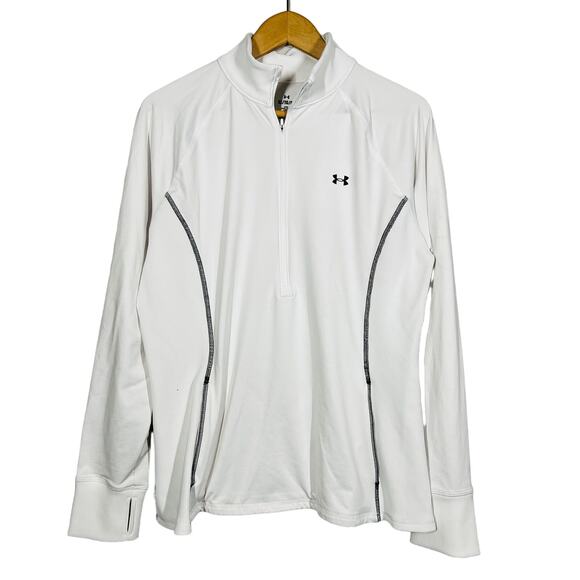 Under Armour Half Zip Fitted Pullover Top Long Sleeve Vent Side White - XL - Picture 1 of 4